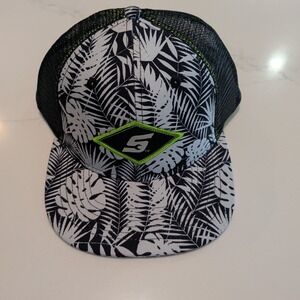 Snap-on Tools Hat Cap Snap Back Mens One Size Black Tropical Palm Trucker Mesh
